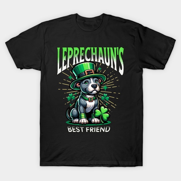 Leprechaun's Best Friend Cute Irish St Patrick's Day Pitbull Puppy Lucky Dog St Paddy's Day Shamrock T-Shirt by Carantined Chao$